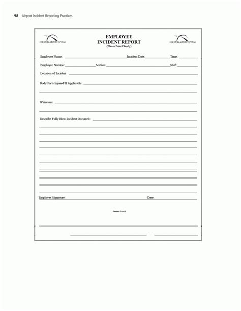 Appendix H – Sample Employee Incident Report Form | Airport Throughout